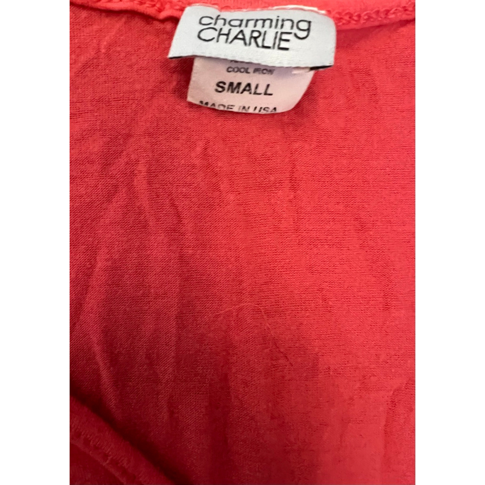 Women’s Top Coral Beaded Small Short Sleeve Loose Fit Shirt S - Picture 8 of 10